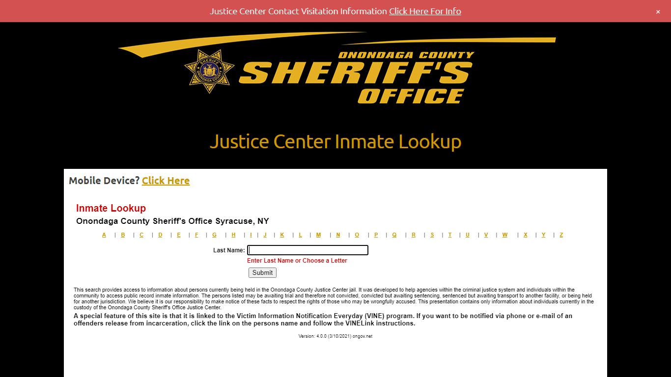 Justice Center Inmate Lookup – Onondaga County Sheriff's ...