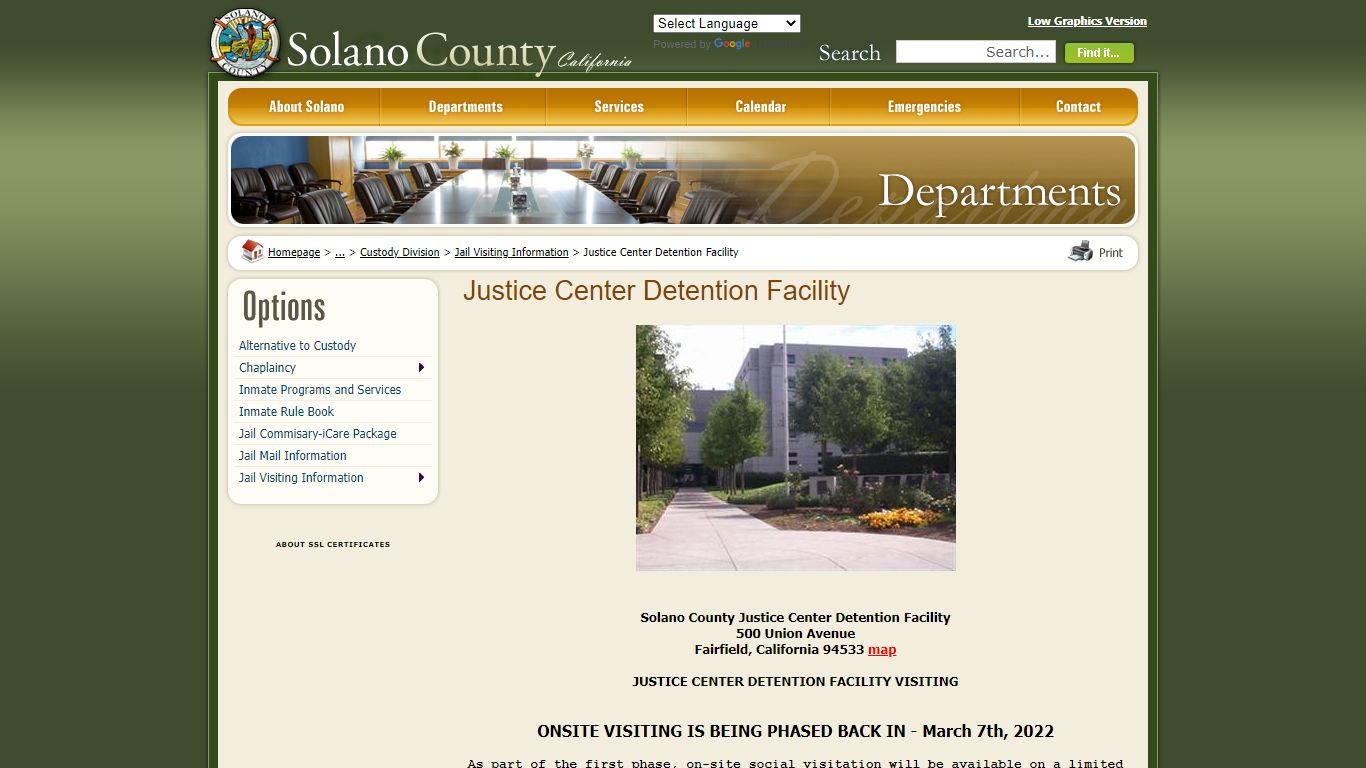 Solano County - Justice Center Detention Facility