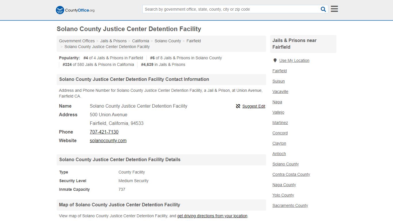 Solano County Justice Center Detention Facility ...